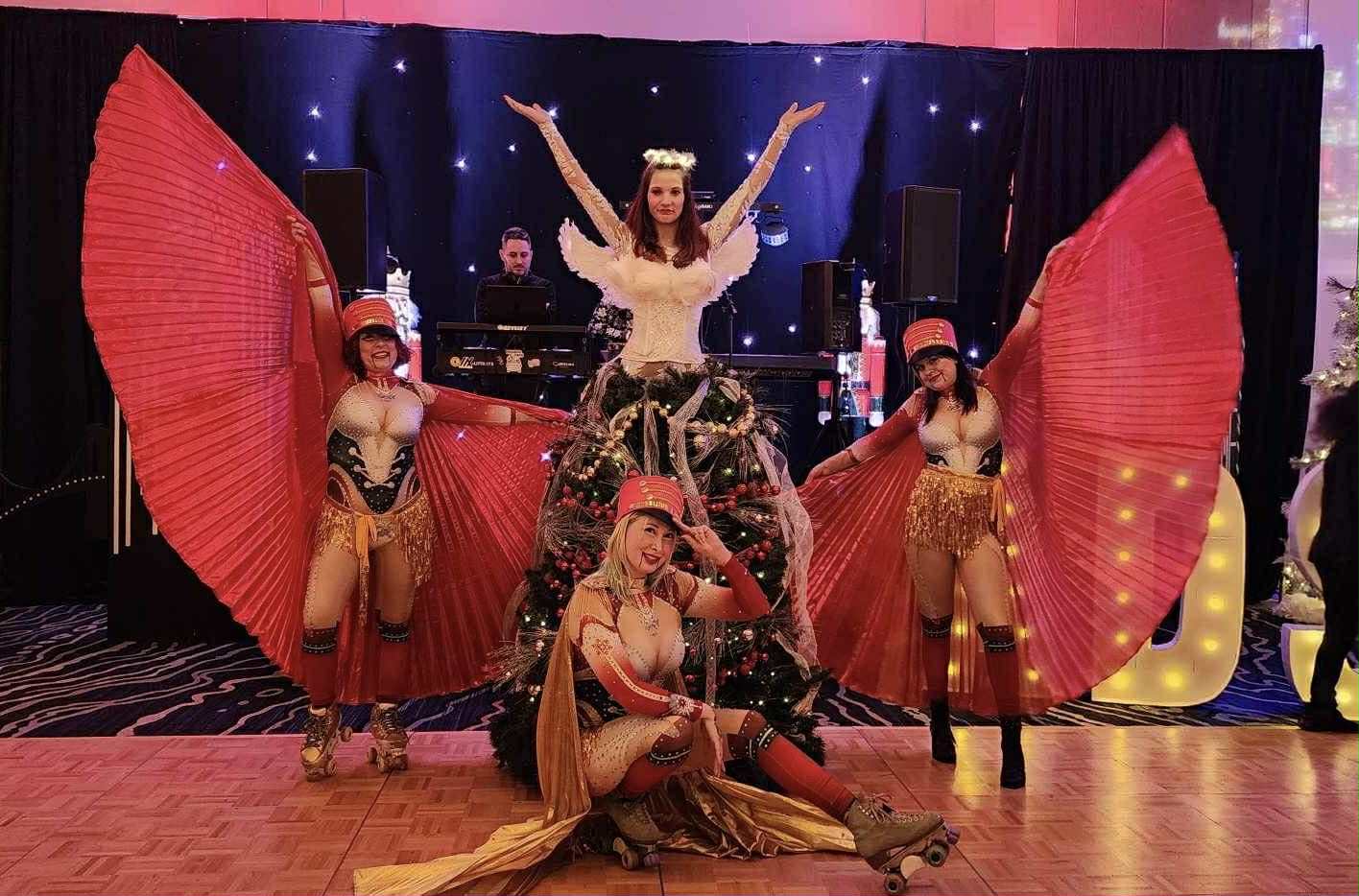 Virginia Beach mime and clown character from Whimsy Entertainment interacting with guests, posing for photos and adding atmospheric performance to a themed corporate or private event.